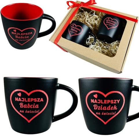 Zestaw dla Babci i Dziadka 2x Kubek Ceramiczny z Grawerem - Prezent na Dzień Babci i Dziadka