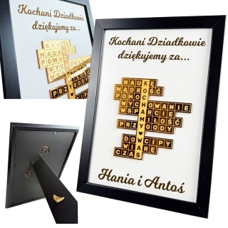 Podziękowanie Ramka Krzyżówka 3D - Prezent na Dzień Babci i Dziadka dla Dziadków