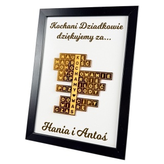 Podziękowanie Ramka Krzyżówka 3D - Prezent na Dzień Babci i Dziadka dla Dziadków