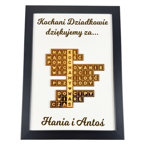 Podziękowanie Ramka Krzyżówka 3D - Prezent na Dzień Babci i Dziadka dla Dziadków