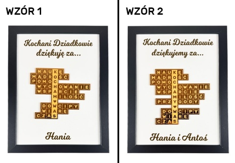 Podziękowanie Ramka Krzyżówka 3D - Prezent na Dzień Babci i Dziadka dla Dziadków