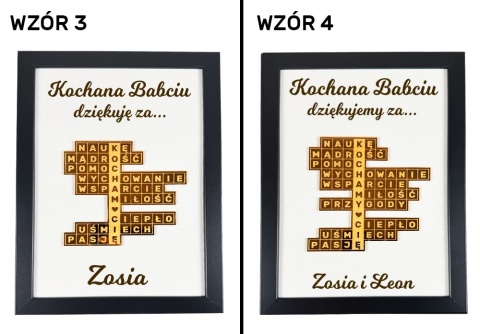 Podziękowanie Ramka Krzyżówka 3D - Prezent na Dzień Babci i Dziadka dla Dziadków