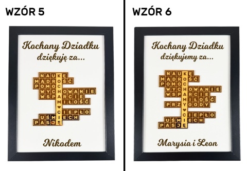 Podziękowanie Ramka Krzyżówka 3D - Prezent na Dzień Babci i Dziadka dla Dziadków
