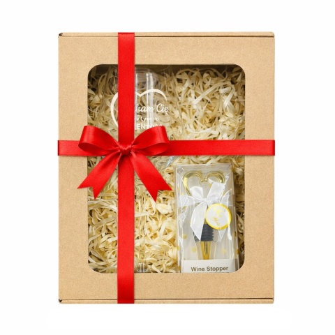 Zestaw do Wina Kieliszek + Zatyczka - prezent na Walentynki dla dziewczyny żony niej