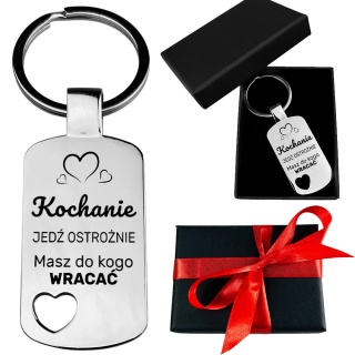 Brelok Zawieszka Kochanie Jedź Ostrożnie - Prezent dla Męża Niego Chłopaka na Walentynki Święta Urodziny