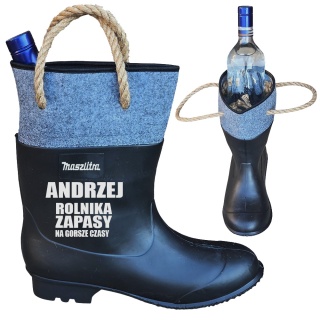 Gumofilc na Flaszkę Maszlitra dla Rolnika - Śmieszny Prezent dla Męża Niego Chłopaka na Walentynki Święta Kalosz Gumiak