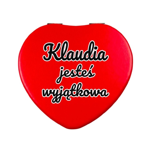 Lusterko Kieszonkowe w Kształcie Serca z Imieniem - Prezent dla Żony Dziewczyny Niej na Walentynki Rocznicę Ślubu
