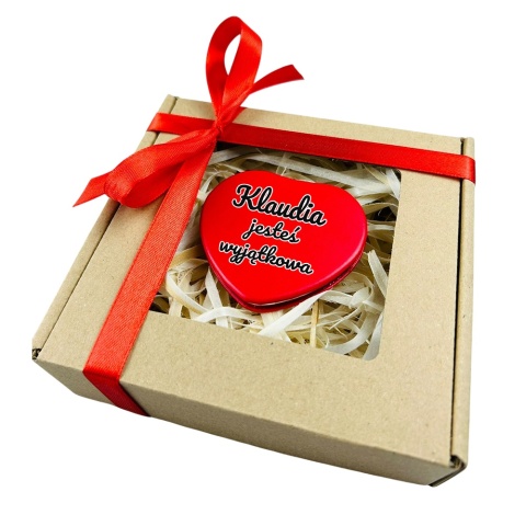Lusterko Kieszonkowe w Kształcie Serca z Imieniem - Prezent dla Żony Dziewczyny Niej na Walentynki Rocznicę Ślubu