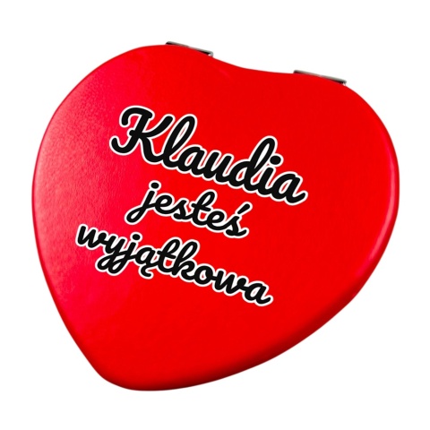 Lusterko Kieszonkowe w Kształcie Serca z Imieniem - Prezent dla Żony Dziewczyny Niej na Walentynki Rocznicę Ślubu