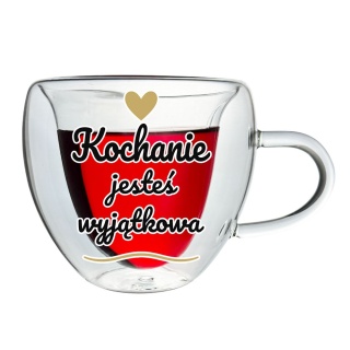 Zestaw Prezent na Walentynki dla Żony Niej Dziewczyny - Szklanka Serce + Miś + Łyżeczka