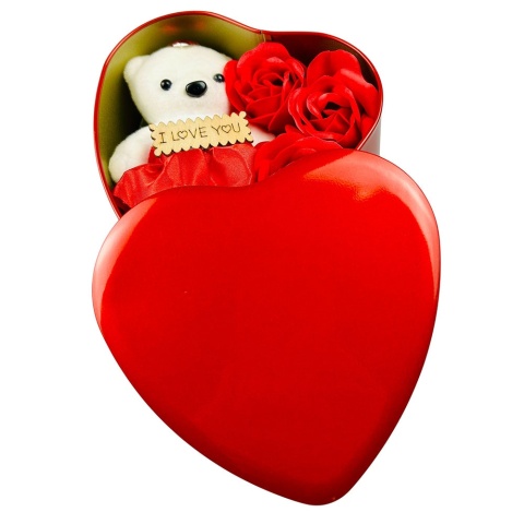 Zestaw Prezent na Walentynki dla Żony Niej Dziewczyny - Szklanka Serce + Miś + Łyżeczka