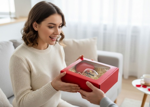 Zestaw Prezent na Walentynki dla Żony Niej Dziewczyny - Szklanka Serce + Miś + Łyżeczka