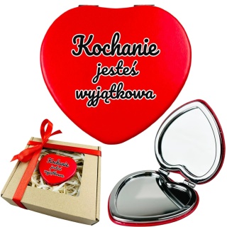 Lusterko Kieszonkowe w Kształcie Serca - Prezent dla Żony Dziewczyny Niej na Walentynki Rocznicę Ślubu
