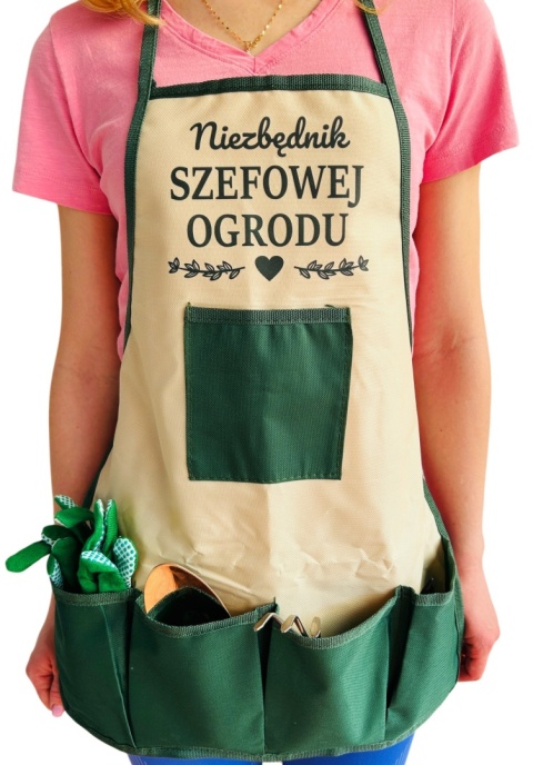 Niezbędnik Szefowej Ogrodu Fartuszek + Narzędzia - Prezent dla Mamy Żony Dziewczyny Babci na Urodziny Dzień Matki