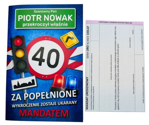 Personalizowana Kartka Urodzinowa Mandat - Prezent na 18 40 50 60 Urodziny dla Faceta Mężczyzny Chłopaka Taty