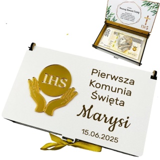 Pudełko na Pieniądze Komunia - Prezent na Komunię Święta Pamiątka Pierwszej Komunii Świętej