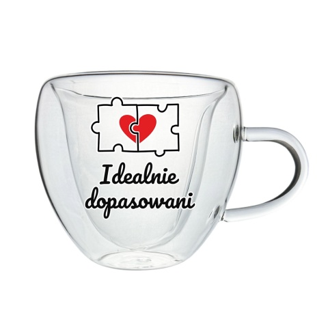 Zestaw 2x Szklanka Termiczna Serce - Prezent na Ślub Walentynki dla Niej Niego Żony Męża Dziewczyny Chłopaka Młodej Pary