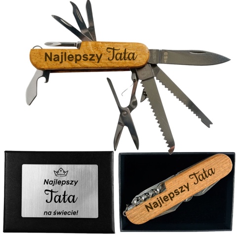 Scyzoryk Multitool 14w1 z Grawerem dla Taty - Prezent na Dzień Ojca Święta Urodziny