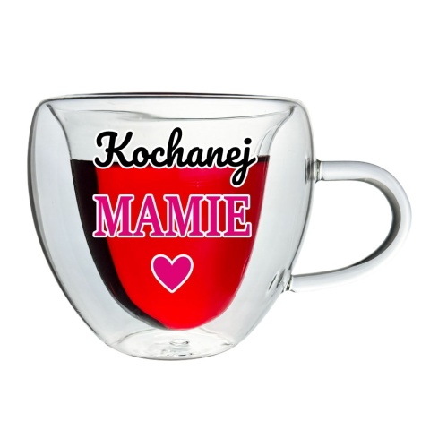 Szklanka Termiczne Serce Kochanej Mamie - prezent dla Mamy na Dzień Mamy Matki Urodziny Święta Kubek