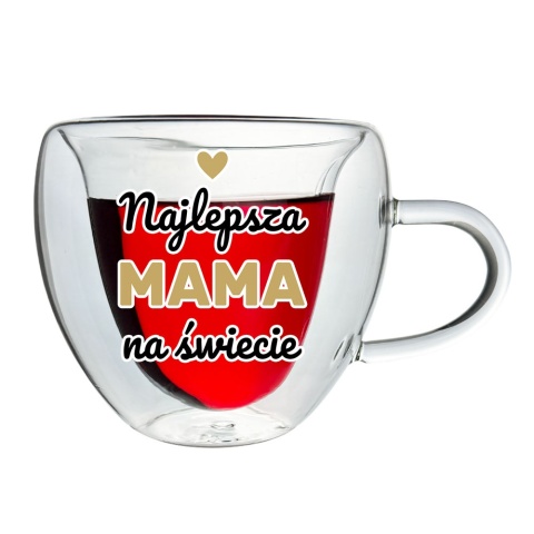 Szklanka Termiczne Serce Najlepsza Mama - prezent dla Mamy na Dzień Mamy Matki Urodziny Święta Kubek
