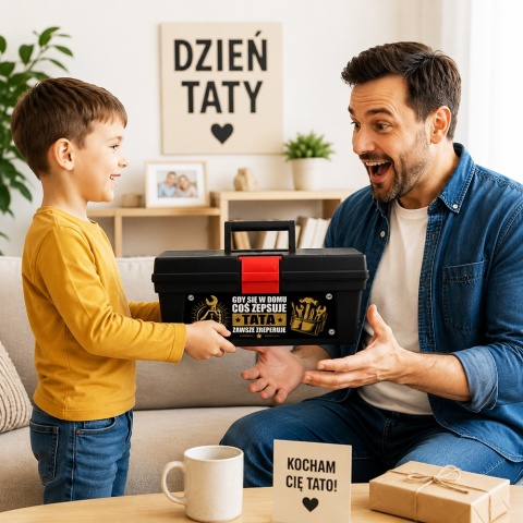 Skrzynka Narzędziowa + Zestaw Narzędzi dla Taty - Prezent dla Taty na Dzień Ojca Święta Urodziny