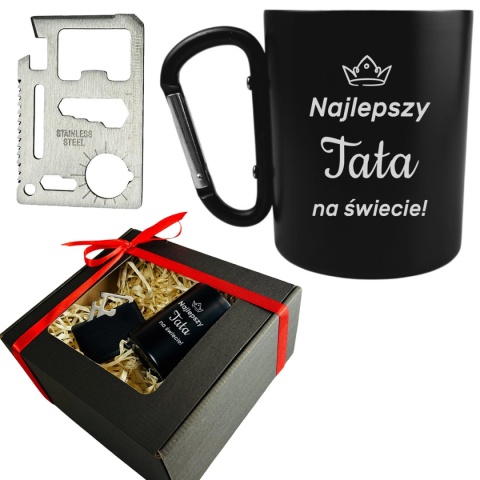 Kubek z Karabińczykiem + Karta Przeżycia Zestaw dla Taty - Prezent dla Taty na Dzień Ojca Święta Urodziny