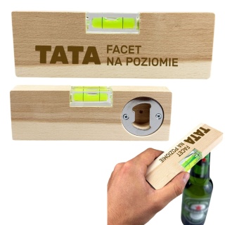 Poziomica + Otwieracz TATA Facet Na Poziomie - Prezent dla Taty na Dzień Ojca Święta Urodziny