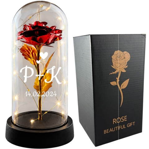 Wieczna Róża LED Personalizowana - Prezent dla Dziewczyny Żony Niej na Walentynki Święta Urodziny