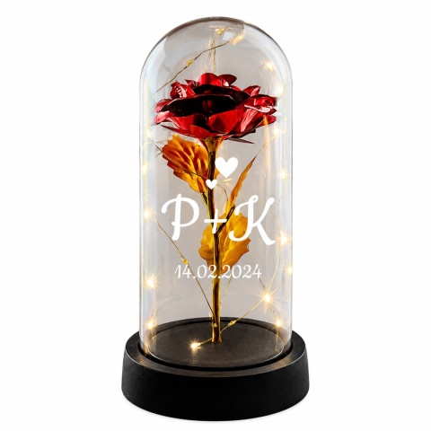 Wieczna Róża LED Personalizowana - Prezent dla Dziewczyny Żony Niej na Walentynki Święta Urodziny