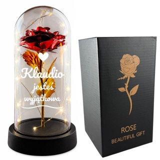 Wieczna Róża LED Personalizowana - Prezent dla Dziewczyny Żony Niej na Walentynki Święta Urodziny