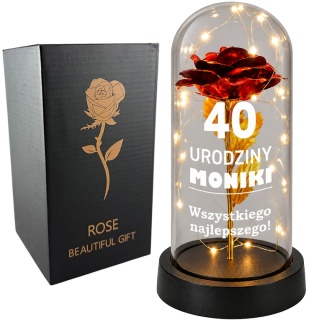 Wieczna Róża LED Personalizowana - Prezent dla Dziewczyny Żony Niej na Walentynki Święta Urodziny