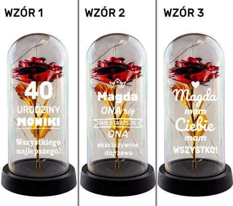 Wieczna Róża LED Personalizowana - Prezent dla Dziewczyny Żony Niej na Walentynki Święta Urodziny