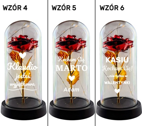 Wieczna Róża LED Personalizowana - Prezent dla Dziewczyny Żony Niej na Walentynki Święta Urodziny