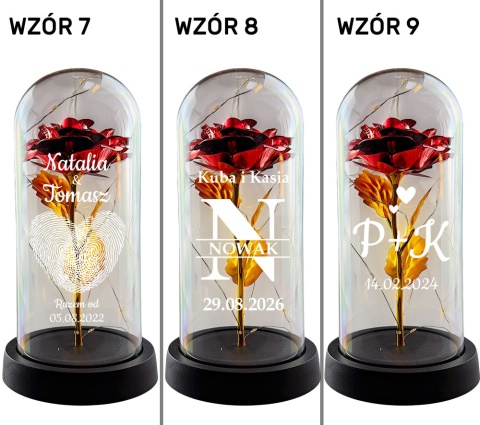 Wieczna Róża LED Personalizowana - Prezent dla Dziewczyny Żony Niej na Walentynki Święta Urodziny