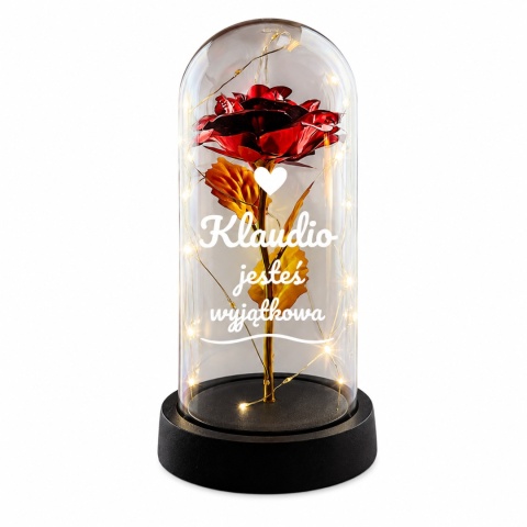 Wieczna Róża LED Personalizowana - Prezent dla Dziewczyny Żony Niej na Walentynki Święta Urodziny