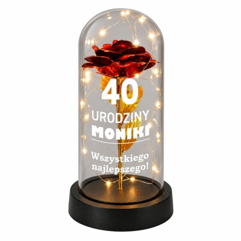 Wieczna Róża LED Personalizowana - Prezent dla Dziewczyny Żony Niej na Walentynki Święta Urodziny