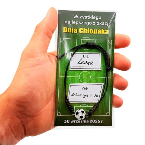 Bransoletka Piłka + Życzenia - Prezent na Dzień Chłopaka Szkoła Przedszkole