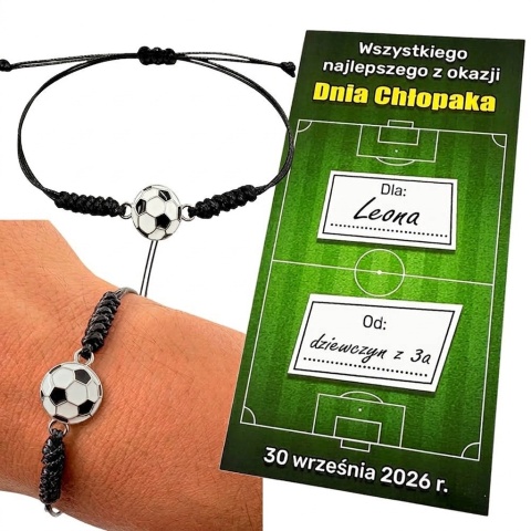 Bransoletka Piłka + Życzenia - Prezent na Dzień Chłopaka Szkoła Przedszkole