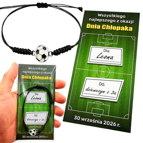 Bransoletka Piłka + Życzenia - Prezent na Dzień Chłopaka Szkoła Przedszkole