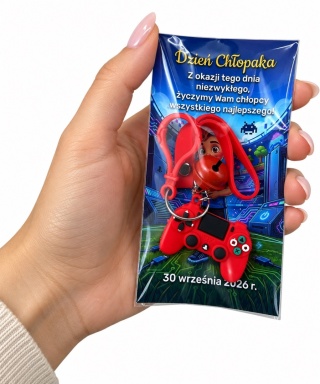 Brelok Gracza z Dzwonkiem + Życzenia - Prezent na Dzień Chłopaka do Szkoły Przedszkola Klasy dla Chłopca