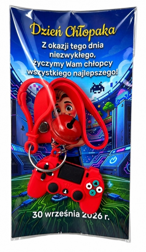 Brelok Gracza z Dzwonkiem + Życzenia - Prezent na Dzień Chłopaka do Szkoły Przedszkola Klasy dla Chłopca