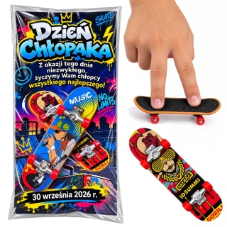 Mini Deskorolka na Palce Fingerboard + Życzenia - Prezent na Dzień Chłopaka do Szkoły Przedszkola Klasy