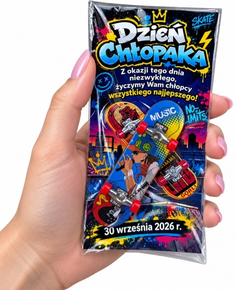 Mini Deskorolka na Palce Fingerboard + Życzenia - Prezent na Dzień Chłopaka do Szkoły Przedszkola Klasy