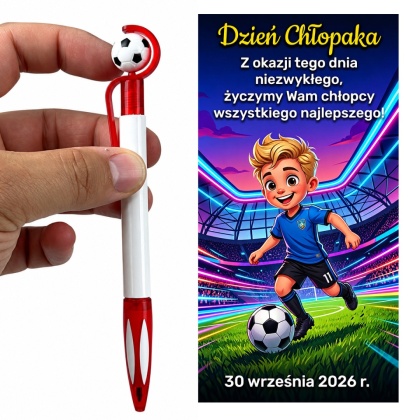 Długopis Kręcąca Piłka + Życzenia - prezent na Dzień Chłopaka szkoła przedszkole