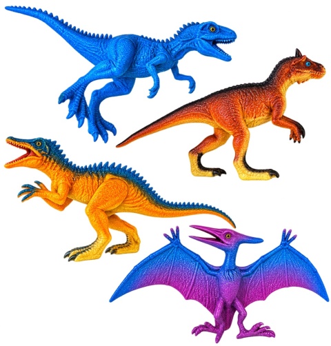 Figurki Dinozaurów 4 szt. + Życzenia - Prezent na Dzień Chłopaka do Przedszkola Szkoły