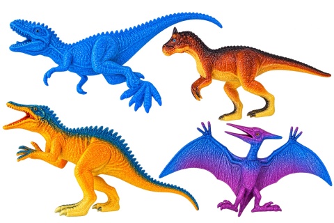 Figurki Dinozaurów 4 szt. + Życzenia - Prezent na Dzień Chłopaka do Przedszkola Szkoły