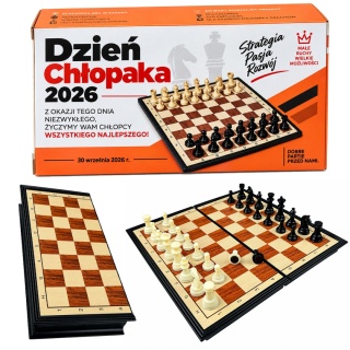 Szachy Magnetyczne + Życzenia - Prezent na Dzień Chłopaka do Szkoły Pracy Przedszkola Klasy dla Kolegów Chłopców