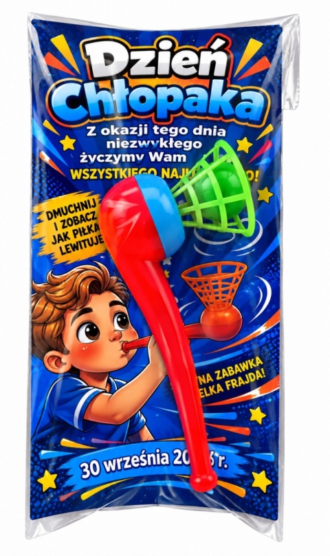 Fajka Dmuchajka z Piłką + Życzenia - Śmieszny Prezent na Dzień Chłopaka Przedszkole Szkoła