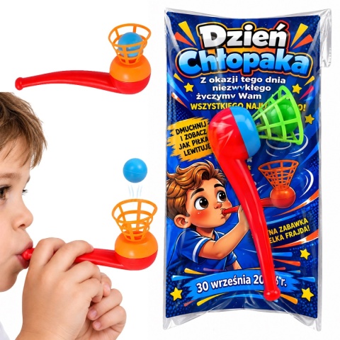 Fajka Dmuchajka z Piłką + Życzenia - Śmieszny Prezent na Dzień Chłopaka Przedszkole Szkoła