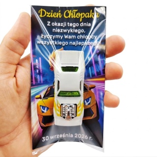 Oryginalny Hot Wheels + Życzenia - Prezent na Dzień Chłopaka Przedszkole Szkoła Autko Samochodzik